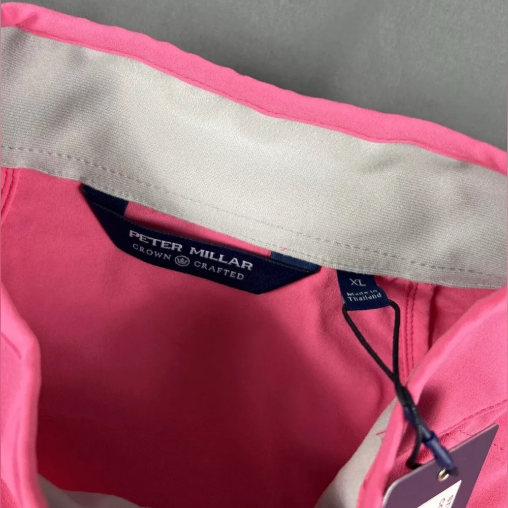 Peter Millar Golf Vest Crown Crafted 1/4 Zip XL Begonia Pink Polyester Spandex - Picture 3 of 7
